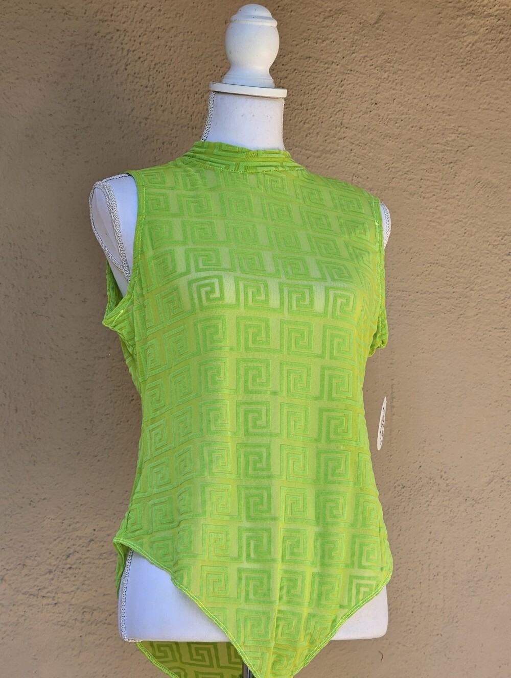 Jolie & Joy Neon Green Sheer Bodysuit Sz 1X